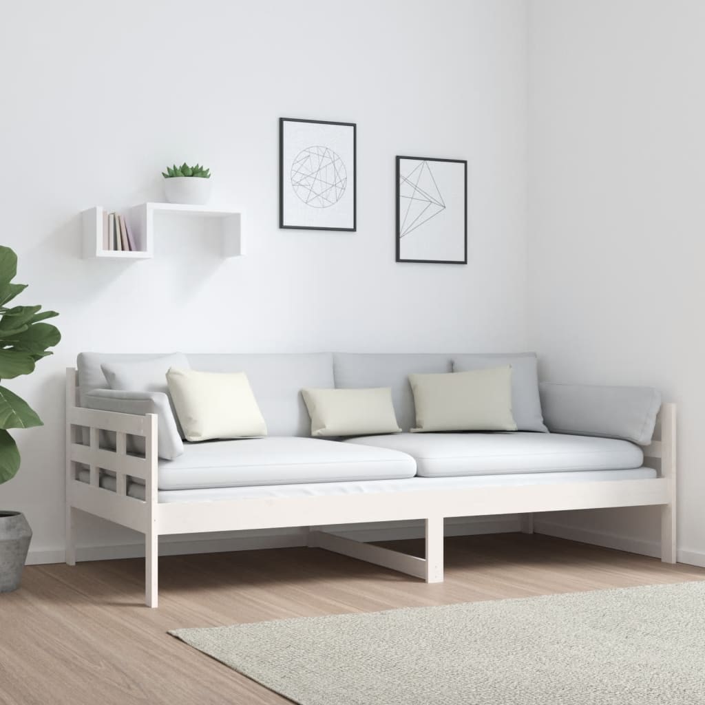 NNEVL Day Bed White Solid Wood Pine 92x187 cm Single Bed Size