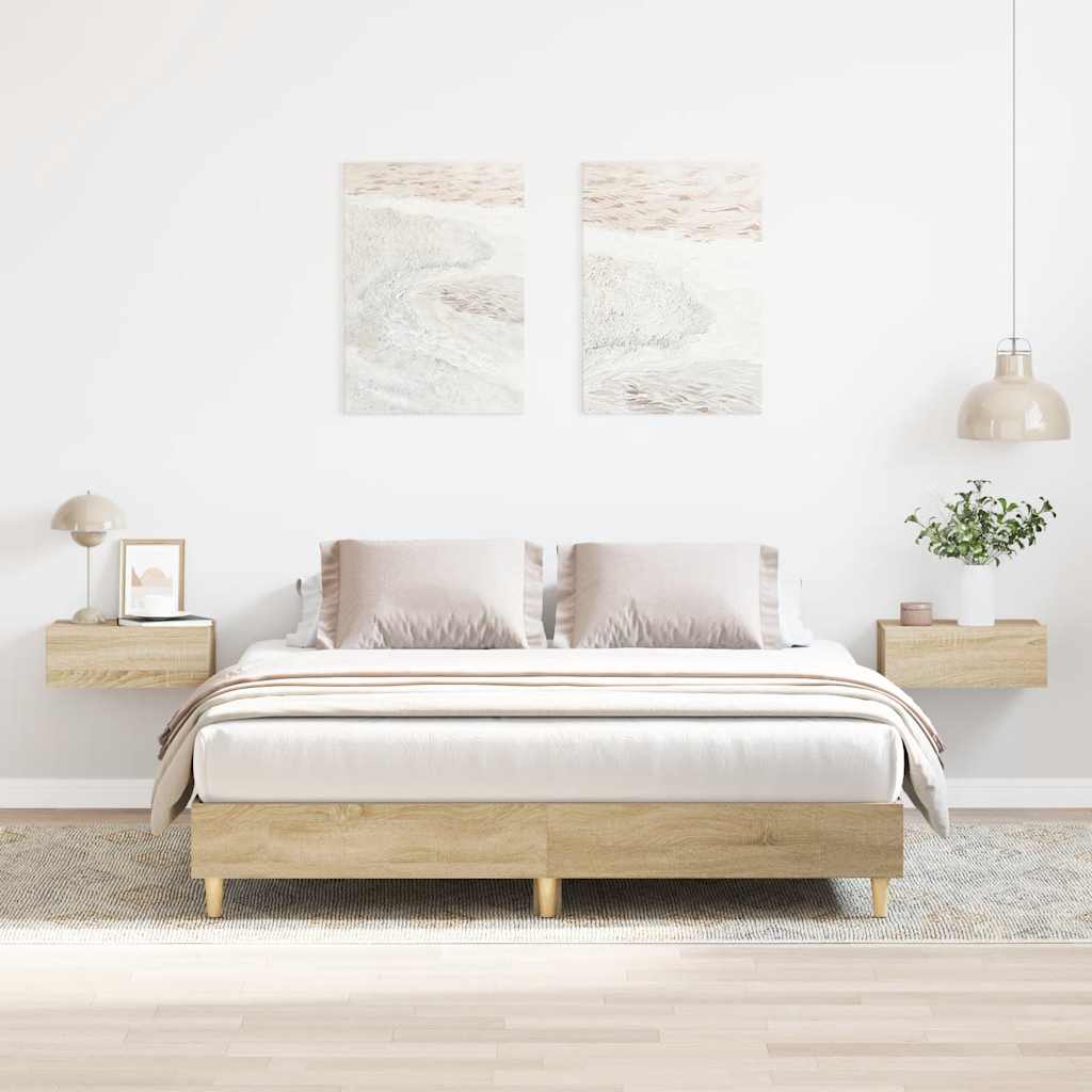 NNEVL Bed Frame No Mattress Sonoma Oak 150x200 cm Engineered Wood